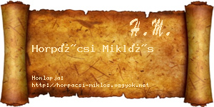 Horpácsi Miklós névjegykártya